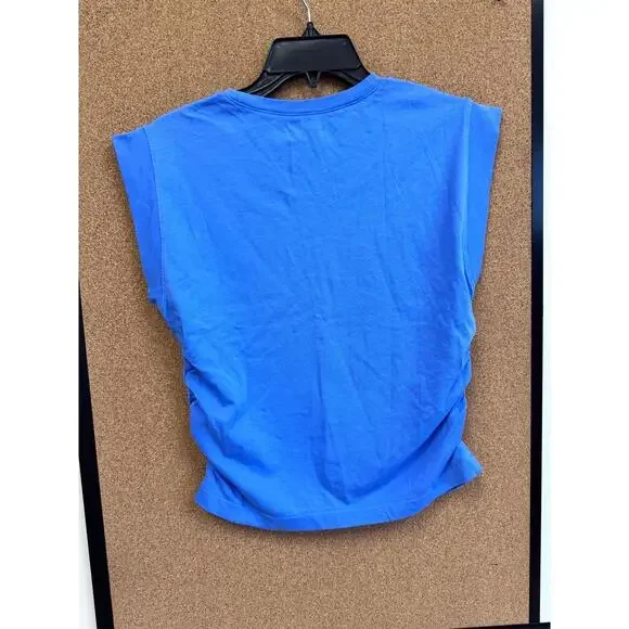 NWT Madewell Blue Sleeveless Gathered Side Top Womens Small NJ787 SU24 - Picture 5 of 6